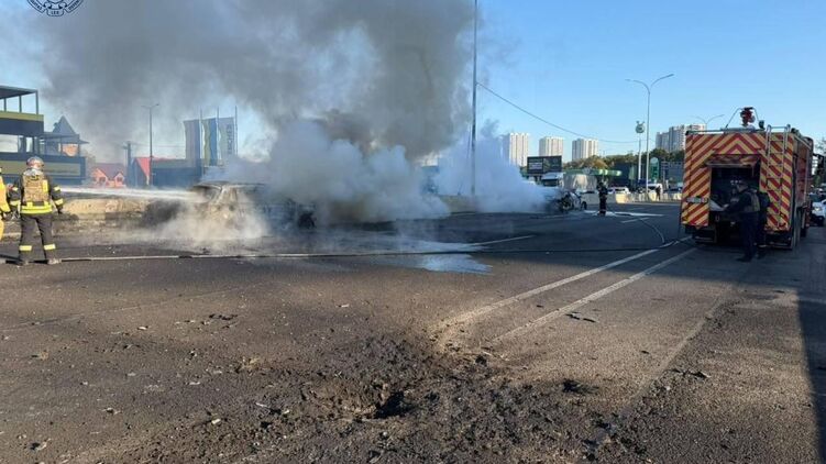 Прилет по дороге в Чабанах под Киевом