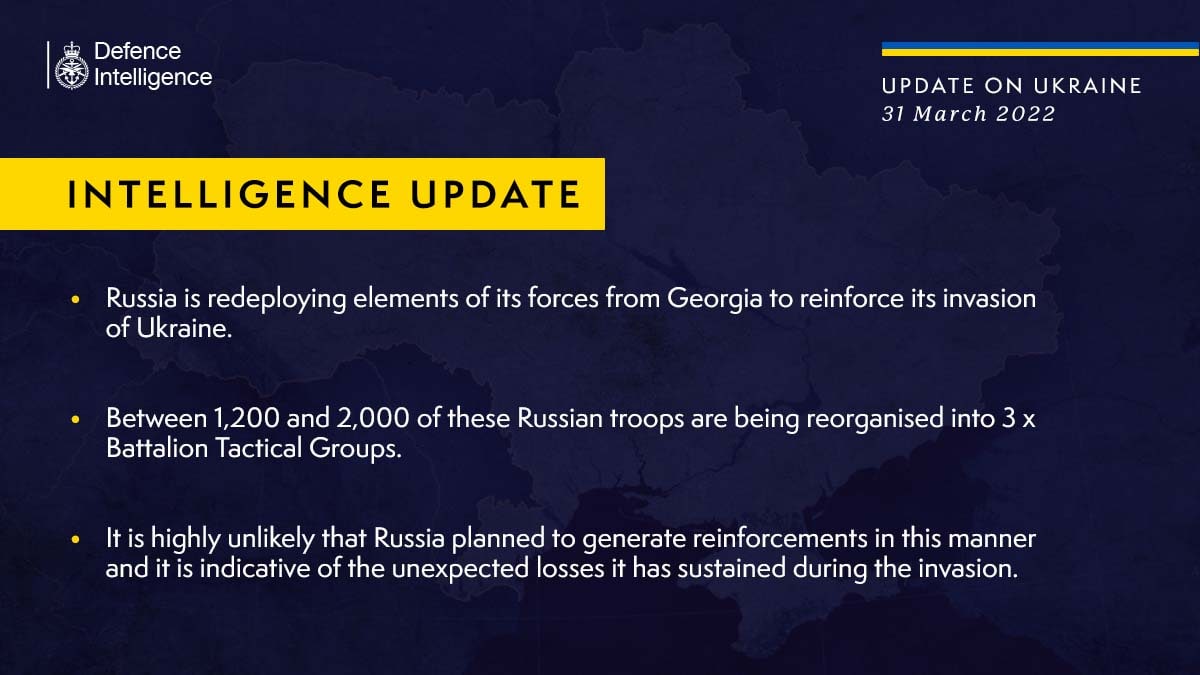 Британская разведка о войне в Украине 31 марта