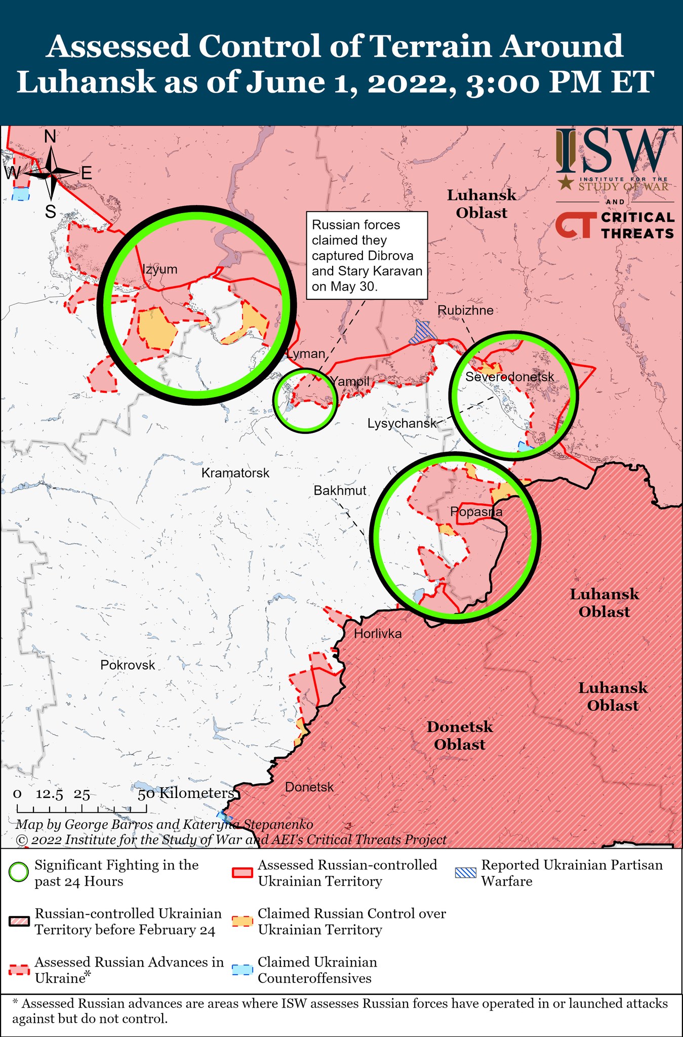 Карта боевых действий в Украине
