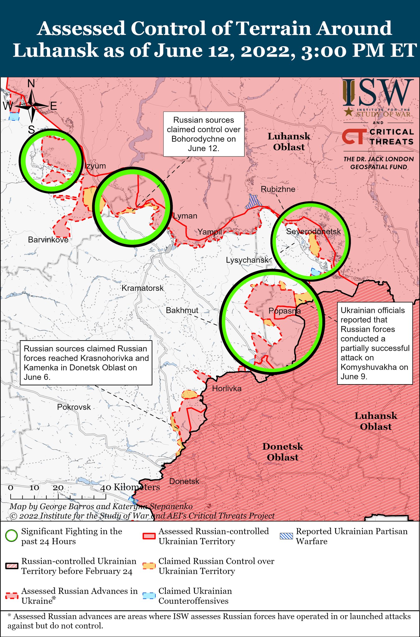 Карта боевых действий в Украине