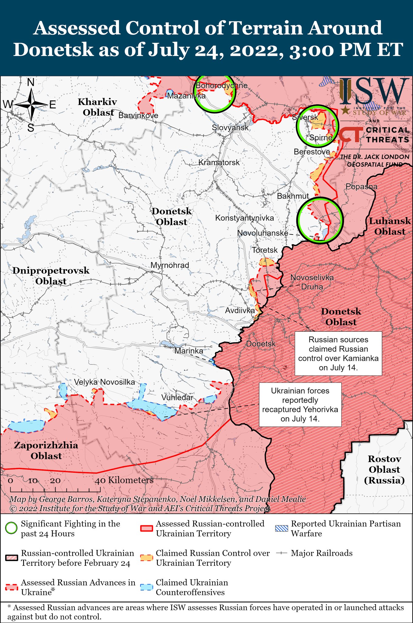 Карта боевых действий в Украине