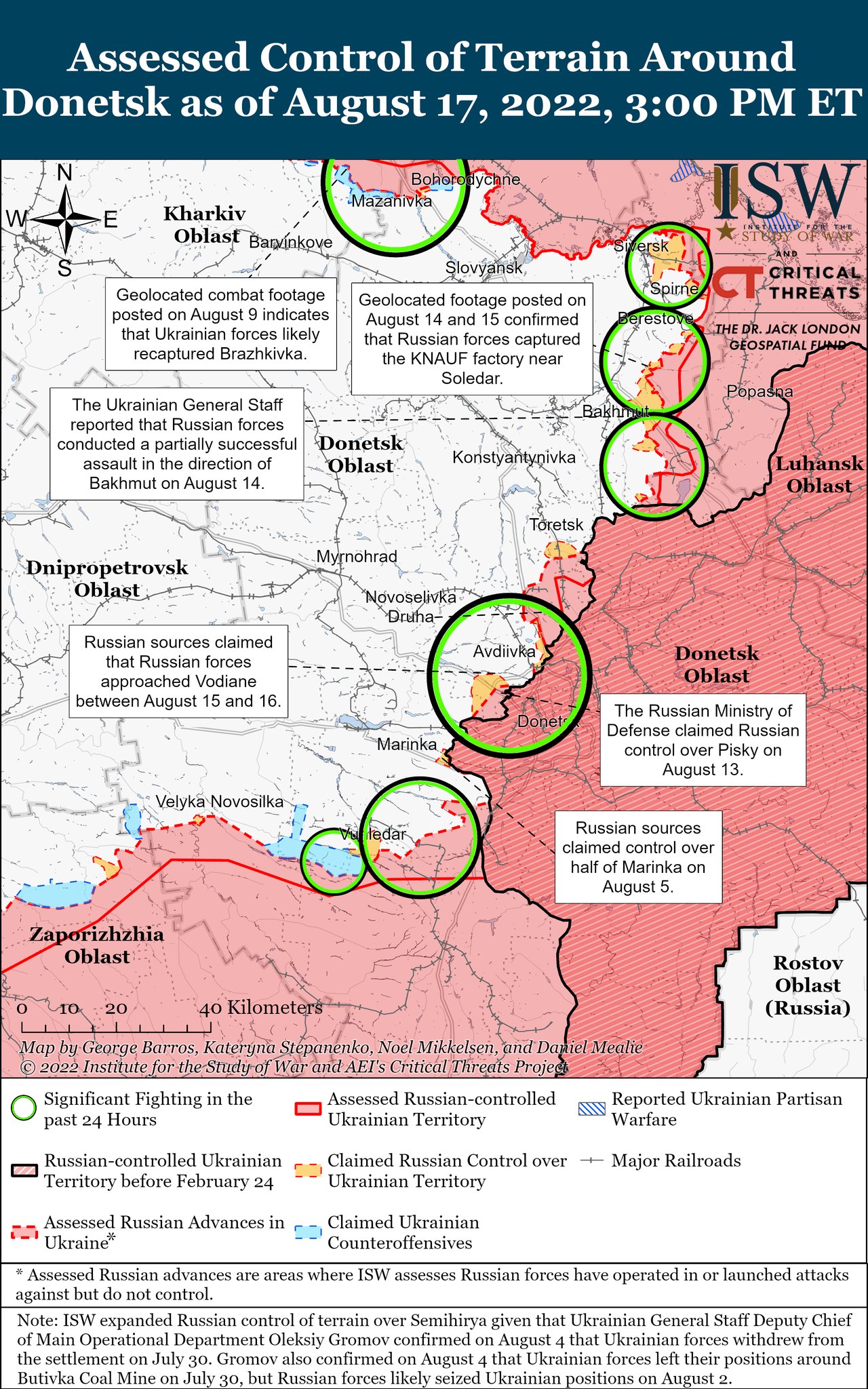 Карты боевых действий в Украине