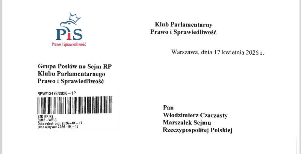 Знімок титульної сторінки законопроекту RPW/13478/2026. Джерело &ndash; sejm.gov.pl