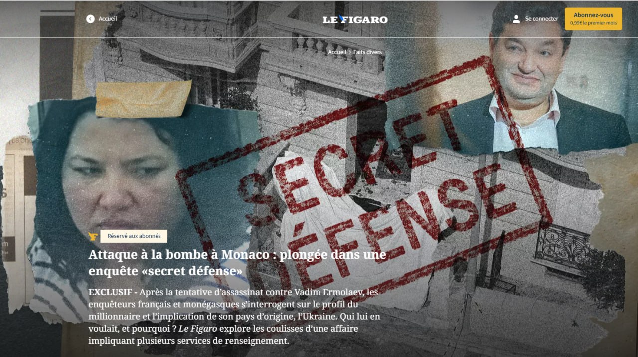 Снимок заголовка на lefigaro.fr – в Монако усиляют охрану после покушения на Ермолаева