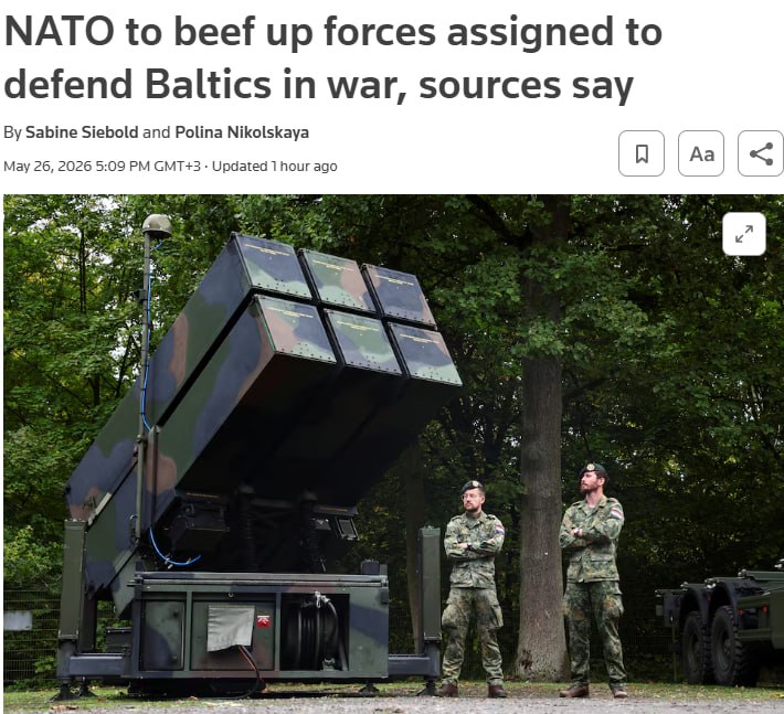 Знімок заголовка на reuters.com &ndash; Європейські країни готують 60 тисяч військових для оперативного розгортання у країнах Балтії