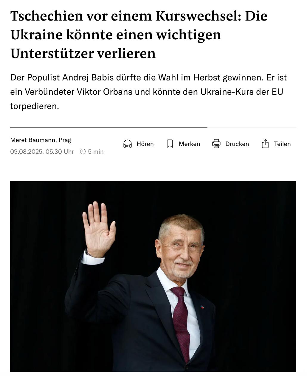 Снимок заголовка на nzz.ch
