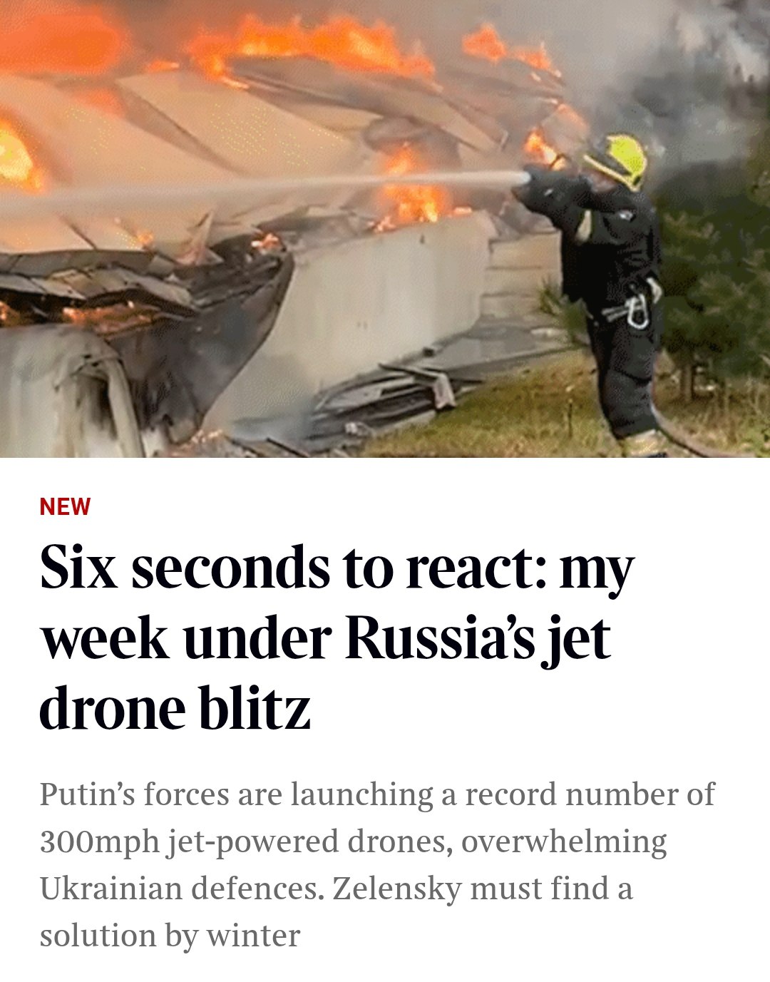 Снимок заголовка на thetimes.com &ndash; Россия увеличила удары по Украине реактивными дронами