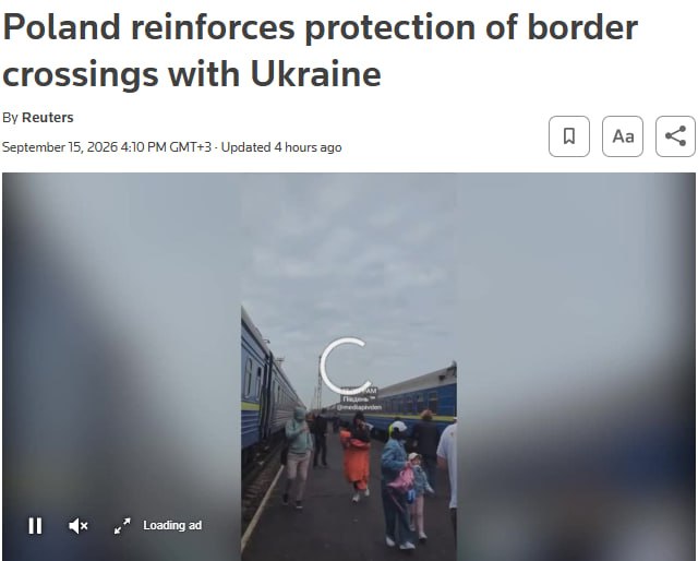 Снимок заголовка на reuters.com &ndash; Польша размещает военных на границе с Украиной