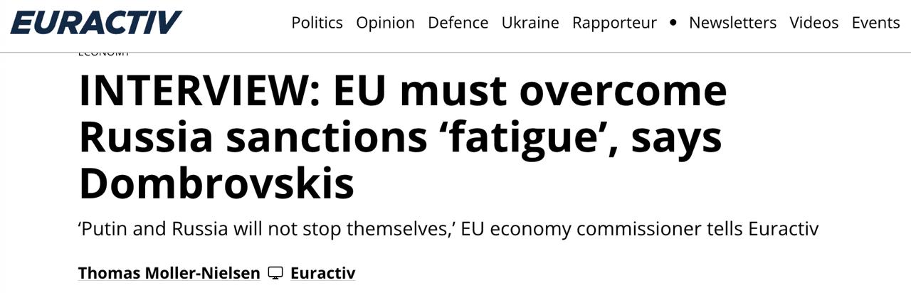 Знімок заголовка на Euractiv