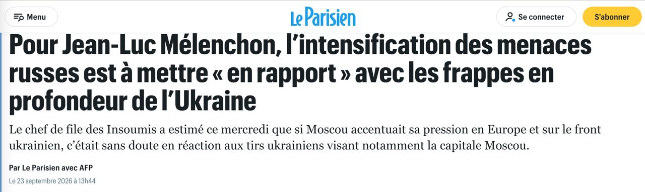 Снимок заголовка на leparisien.fr – Кандидат в президенты Франции связал удары Украины по России с военной угрозой для Европы