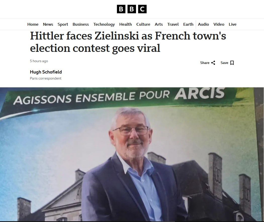 Снимок заголовка на bbc.com – Гиттлер и Зелинский сойдутся в борьбе за власть на местных выборах во Франции