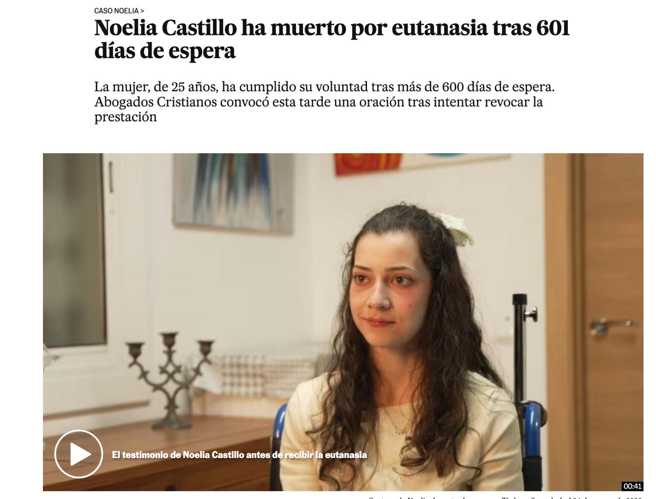 Снимок заголовка на elpais.com &ndash; В Испании провели эвтаназию жертве группового изнасилования