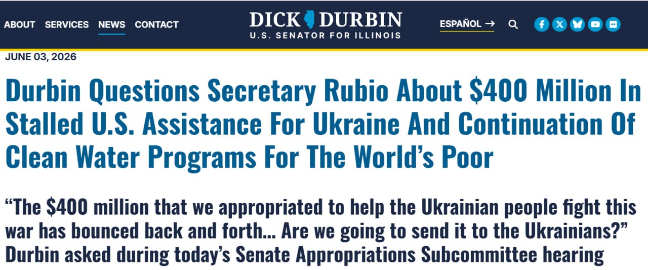 Снимок сообщения на durbin.senate.gov &ndash; 
