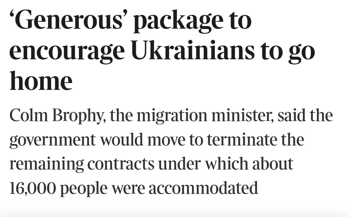 Снимок заголовка на thetimes.com &ndash; Ирландия ужесточает условия пребывания беженцев из Украины