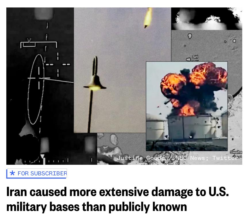 Знімок заголовка на nbcnews.com &ndash; США применшують реальні збитки від війни з Іраном