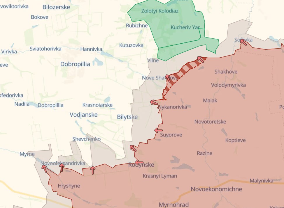 Нове Шахове. Карта бойових дій. Джерело &ndash; Deep State