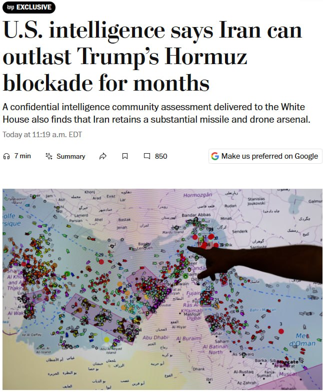 Снимок заголовка на washingtonpost.com &ndash; Иран сохраинил две трети арсенала ракет