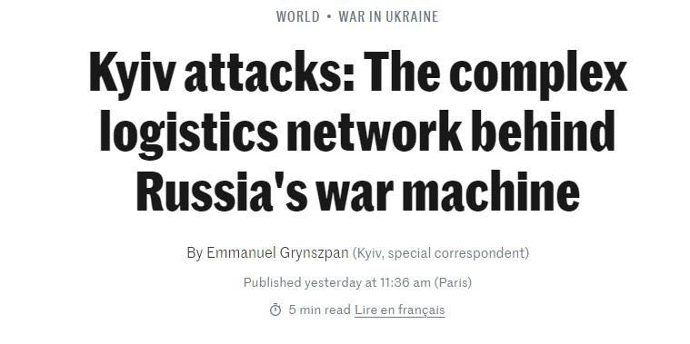 Снимок заголовка на lemonde.fr &ndash; О массированных ударах РФ по Украине знают за неделю