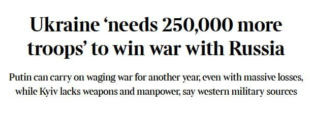 Снимок заголовка на thetimes.com – Украине не хватает солдат и оружия чтобы победить Россию на поле боя