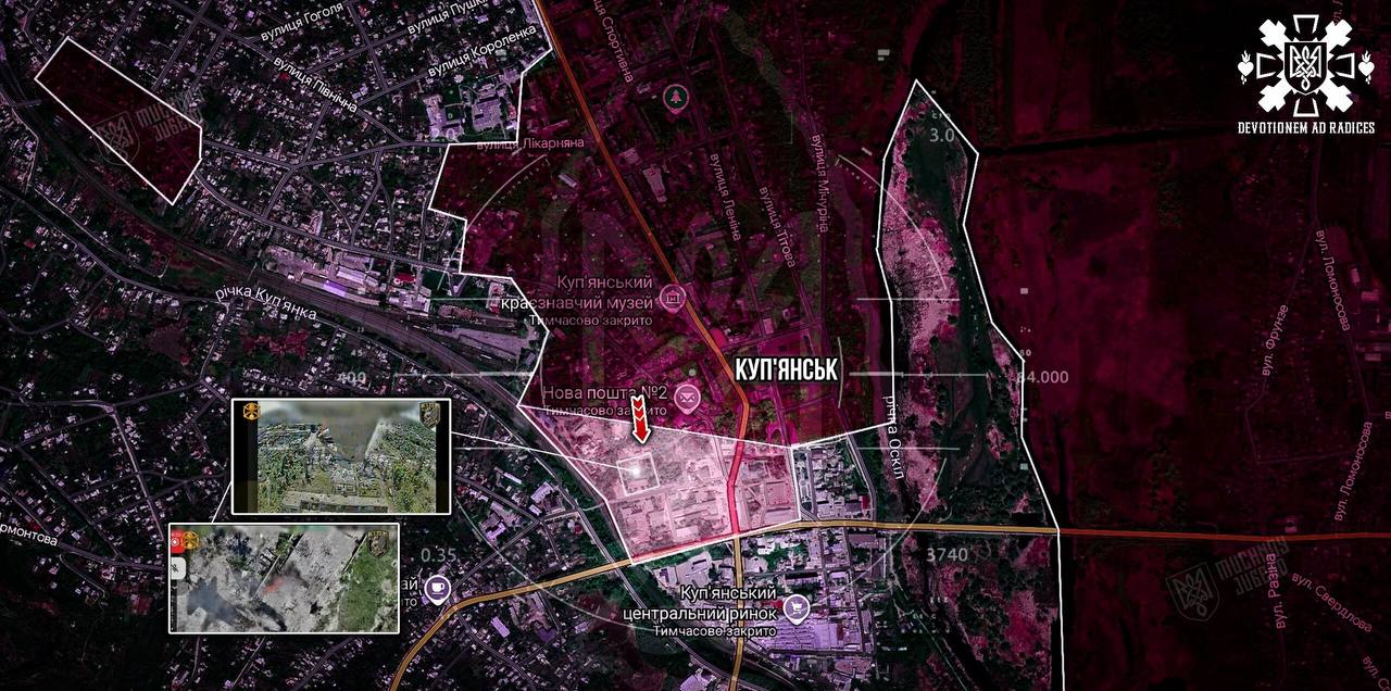 Куп'янськ. Карта бойових дій. Джерело &ndash; Телеграм