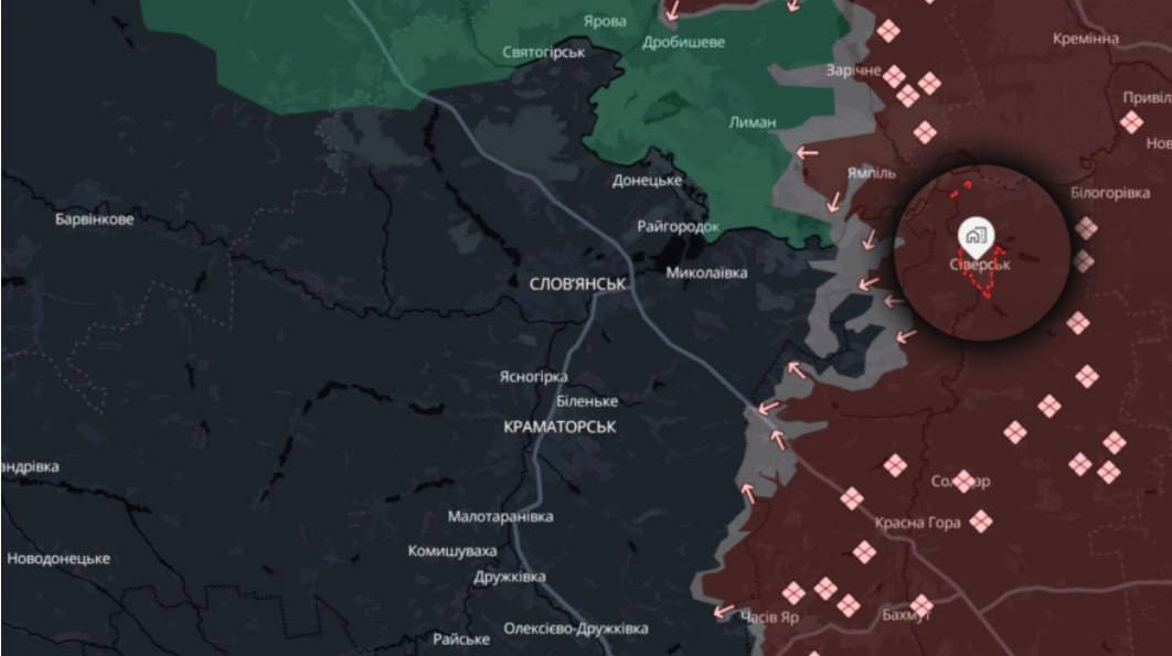 Северск. Карта боевых действий. Источник &ndash; Deep State