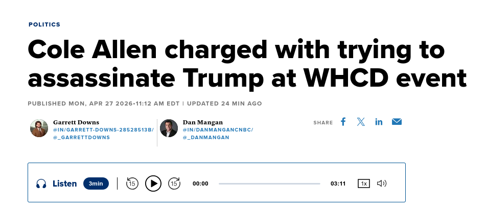 Коулу Аллену звинуватили після стрілянини на вечері з Трампом.