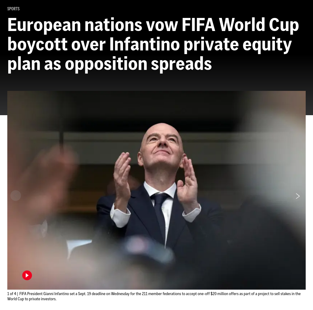 Ідея FIFA приватизувати Чемпіонат світу викликала розкол у світовому футболі