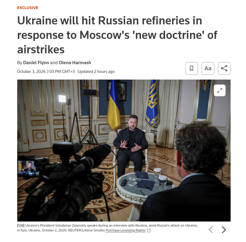 Снимок заголовка на reuters.com &ndash; 