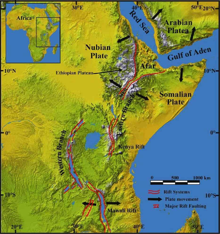 Карта рифтовых разломов Африки. Источник &ndash; jewelsafaris.com